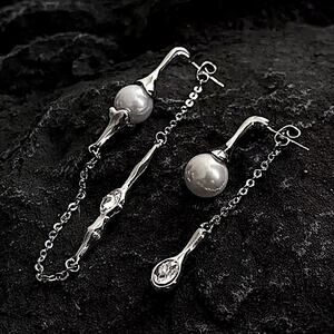 Pearl Long Drop Earring Women Asymmetric Fashion Design Jewelry Elegant Pearl